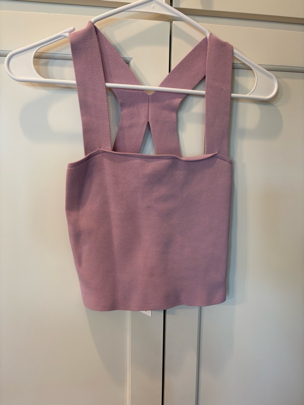 Express Light Purple Cross-Back Knit Crop Top - Brand New